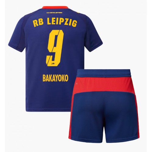 Stroje piłkarskie RB Leipzig Johan Bakayoko #9 Koszulka Wyjazdowej dla dzieci 2025-26 Krótki Rękaw (+ szorty)